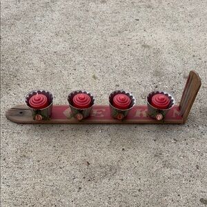 Rustic Red Tea Light Holder with Four Cup Holders